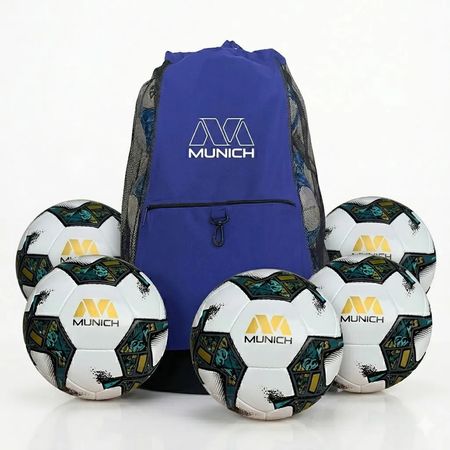 Combo 6 Pelotas Futsal Elite Quality Pro + Bolso Straper Azul
