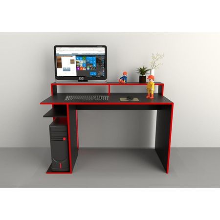 Escritorio Gamer PC DS Home Negro Filo Rojo 129x90x60 cm
