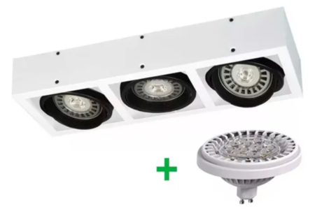 Aplique Plafon Box Lampara Ar111 3 Luces Led Cardanico 36w Neutro