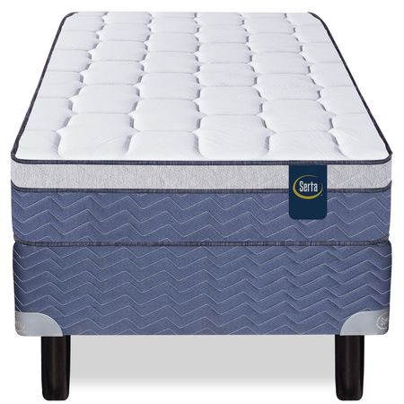 Colchon y Sommier Serta Florida Pocket 1 Plaza y Media 90x190 De Resortes Pillow Espuma Suave