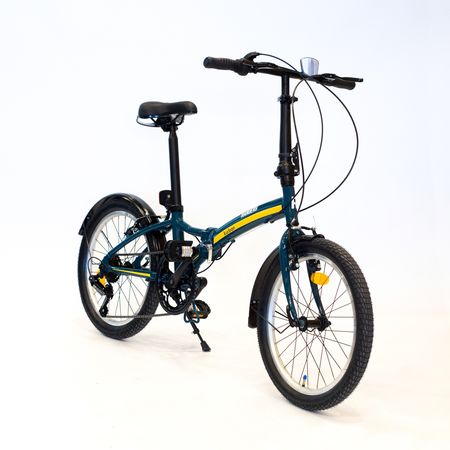 Bicicleta Plegable Randers 20p 7 Vel Shimano Azul Y Amarillo Bke-720-B