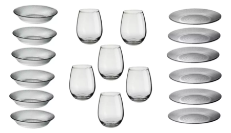 Set x6 Platos Playos + Compoteras + Vasos Copones