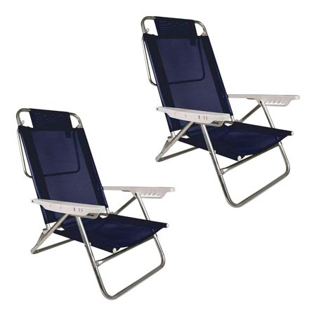 Kit X2 Reposera Silla Playa Aluminio 6 Posiciones Mor Summer