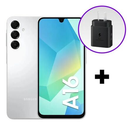 Combo Celular Samsung A16 128/4GB Light Gray + Cargador 25W
