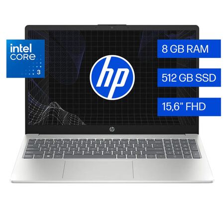 Notebook Hp 15-fd0331la Intel Core 3 8gb Ram 512gb Ssd 15,6  Fhd Windows 11 Home Plateado