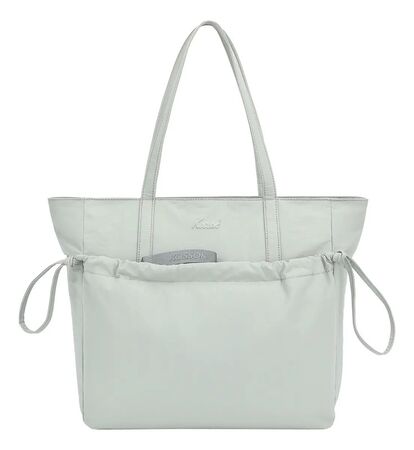 Bolso Tote Kossok Dubra Urbano Mujer Elegante Reforzado Gris Liso Niquel Blanco