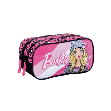 Cartuchera Doble Barbie Animal Print Rosa y Violeta – Portaútiles Escolar