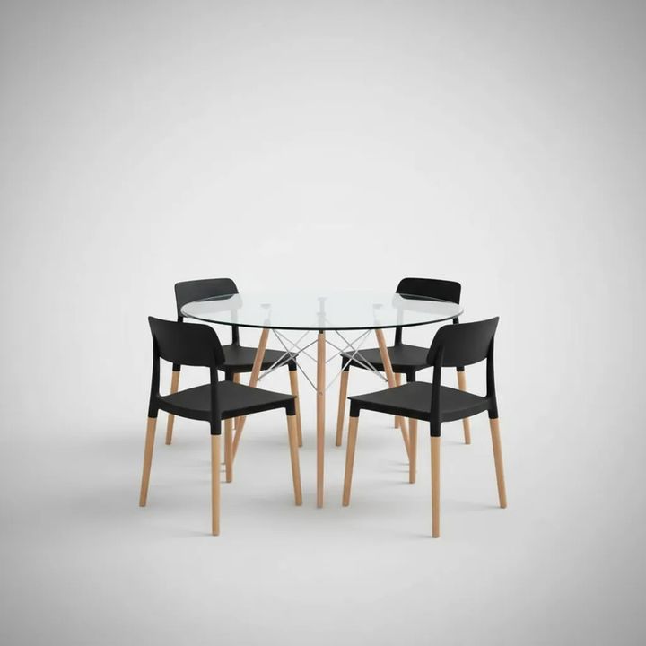 Juego De Comedor Mesa De Vidrio 120+6 Sillas Milan Negro - Vista 2