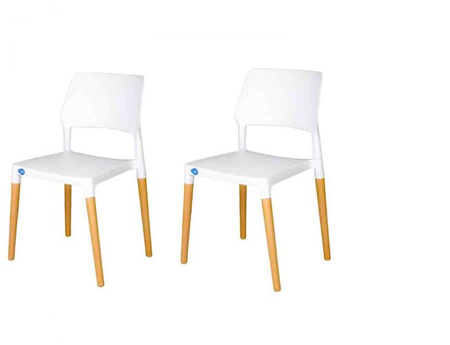 Silla Plastica Niza Con Patas Madera Blanco Voss