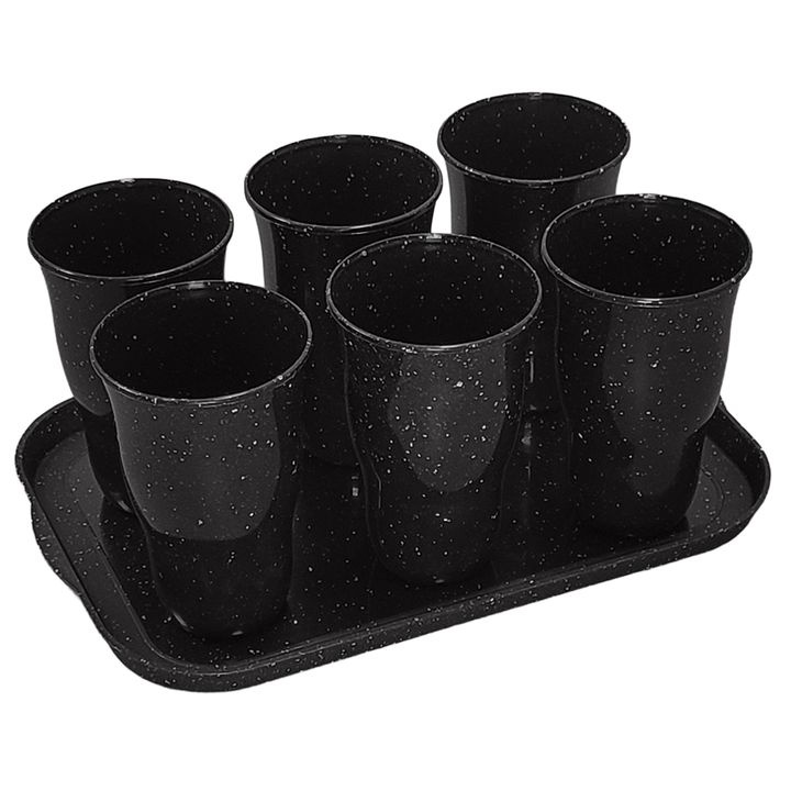 Kit De 6 Vasos Ondeados + Bandeja Enlozarte Plástica Opening - Vista 4