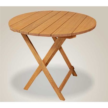 Mesa Redonda 90 Cm Plegable Ecomadera Eucaliptus Impregnado