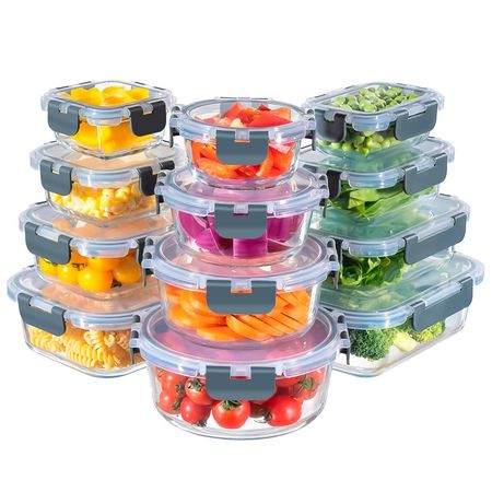 Set x12 Contenedor Hermético De Vidrio Gadnic Apto Microondas Horno Freezer Heladera Tupper Lucheras