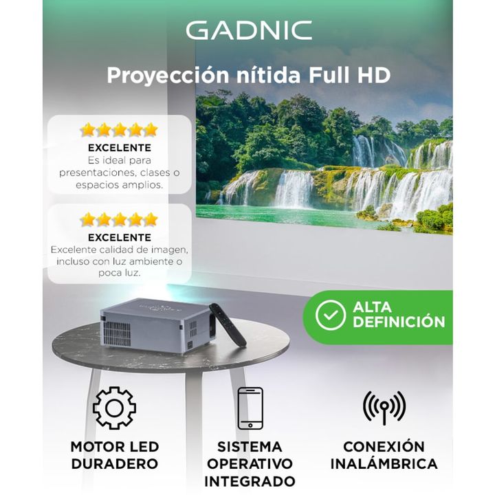 Proyector Gadnic Full HD 1080p Lúmenes 8000 90w - Vista 2