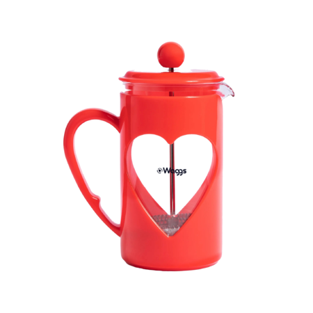 Cafetera Prensa Francesa De Vidrio Waggs 600ml Corazon Rojo