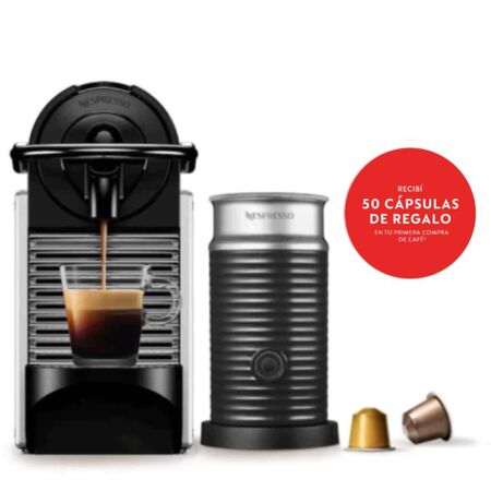 Cafetera Nespresso Pixie Silver Curva + Aeroccino A3KD62-AR-SI-NE-LOCAL