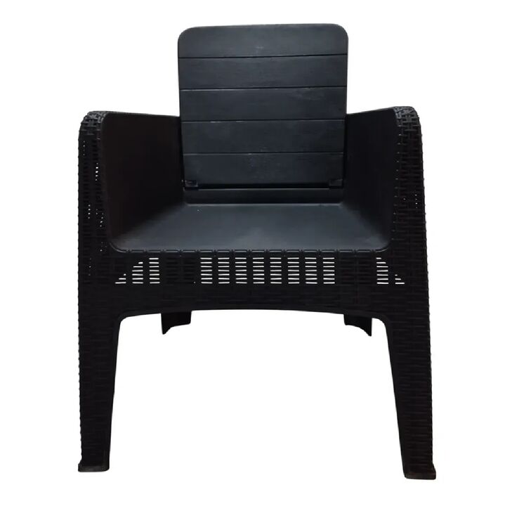 Combo x4 Sillón Plástico Símil Ratan Reforzado Jardin Milo Quality Negro - Vista 7