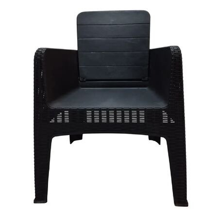 Combo x4 Sillón Plástico Símil Ratan Reforzado Jardin Milo Quality Negro