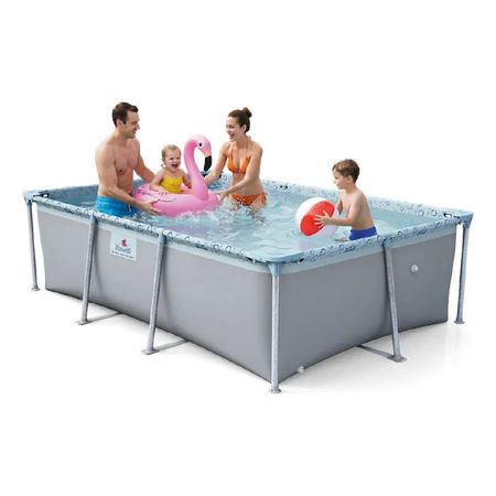Pileta Lona Tiburoncito N4 De 240x160x65cm Cap 2500l Gris Lisa