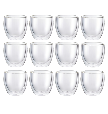 Kit X12 Vaso Doble Vidrio Taza Frio Calor 250Ml Hogar Actual