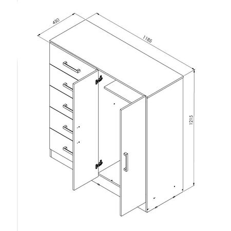 CHIFONIER NORDICA ORLANDI VE 3404 BAHIA - VENECIA, 5 CAJONES, 2 PUERTA