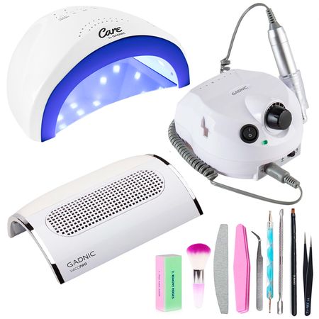 Kit Para Uñas Gadnic Torno T202 + Cabina UV Ledsun + Extractor de Polvo VaccPro