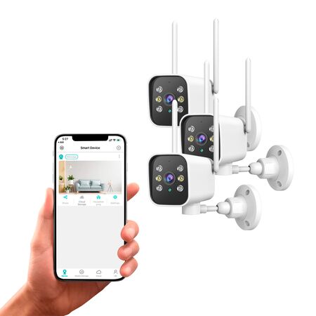 Combo de Cámaras de Seguridad Bullet IP66 WiFi Dekkin Exterior 1080p Vision Nocturna x3