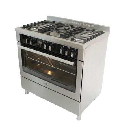 Cocina A Gas Semi-Industrial Acero Inox P.Vidrio 90 Cm-5 H Florencia 9738 S