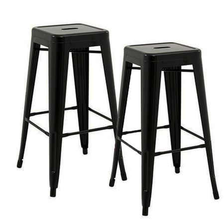 Combo X 2 Banquetas Tolix Alta Acero Fija 76 Cm Garden Life Negra FT577501