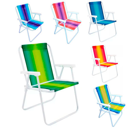 Silla Alta Plegable en Acero Mor Colores a Rayas Mezclados