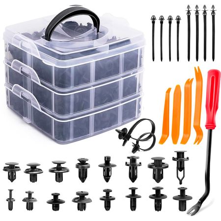 Kit de 635 Clips de Retención y Sujetadores Gadnic CAR800 Para Autos Abrazaderas de Empuje