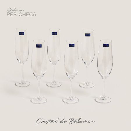 SET X12 COPAS DE CHAMPAGNE CRISTAL DE BOHEMIA SARAH 260 ML