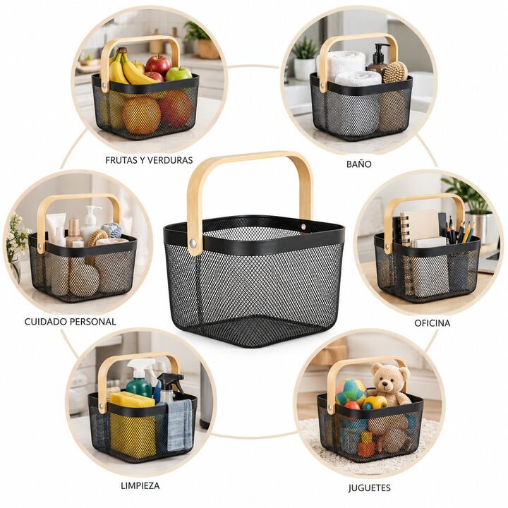 Cesta deco organizadora con manija - Vista 2