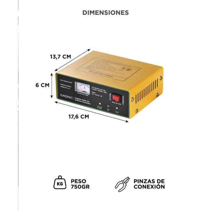 Cargador Automático de Batería Gadnic para Vehículos Tensión 6V 12V - Vista 6