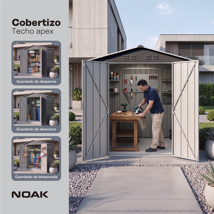 Cobertizo Depósito 181x195x151cm Noak Negro Acero Galvanizado - Vista 3