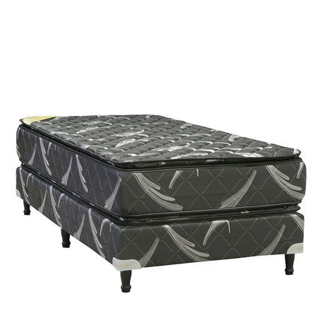 Sommier y Colchon Maxiking Brisas 1 Plaza y Media 100x190x30cm Espuma de Alta Densidad Doble Pillow de Jackard