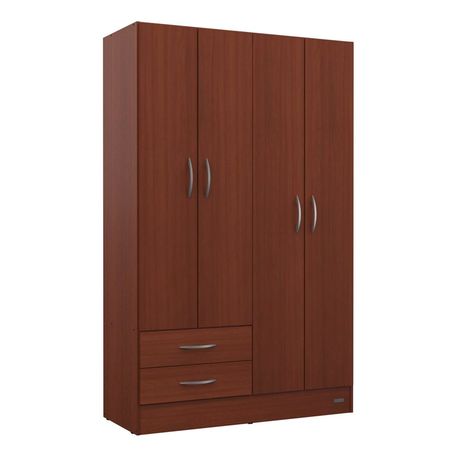 ROPERO PLACARD 4 PUERTAS MOSCONI EXPRESS 2 CAJONES 55983 COLOR CAOBA
