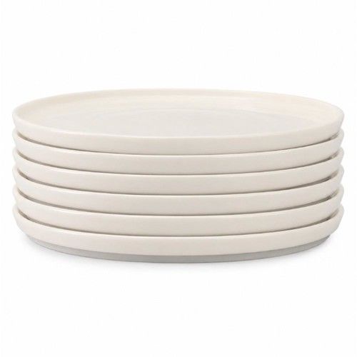Set 6 Plato Playo Porcelana Carol 24 cm Línea Plana Blanco - Vista 1