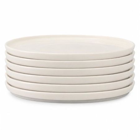 Set 6 Plato Playo Porcelana Carol 24 cm Línea Plana Blanco