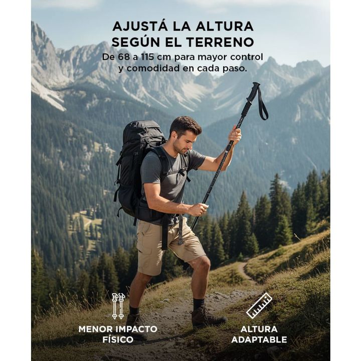 Kit de Bastones Trekking Gadnic Telescópico Antishock - Vista 3