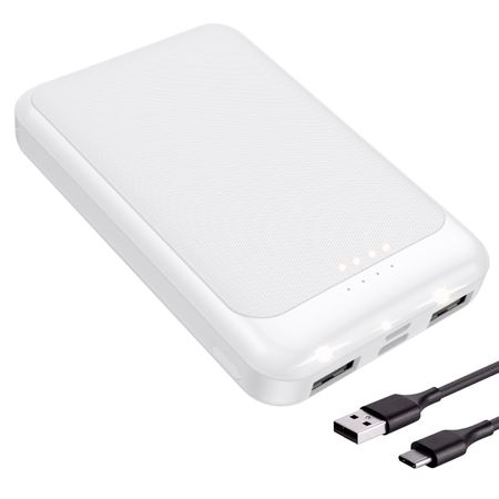 Power Bank Blanco Gadnic 10000mAh Cargador Portátil USB-C 37W 