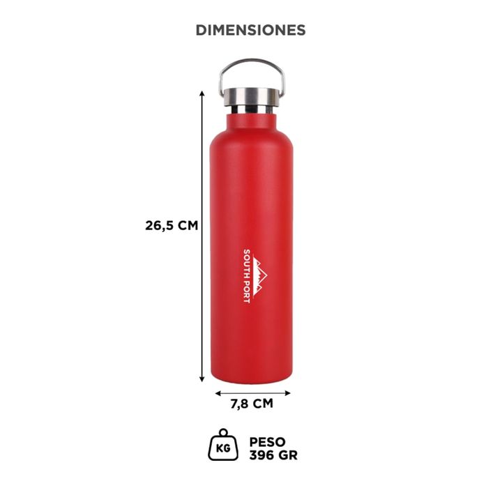 Botella Negra South Port Térmica Deportiva 750ml Acero Inoxidable - Vista 6
