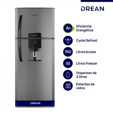 HELADERA DREAN HDR370F61E 364LITROS SILVER C/DISPENSER