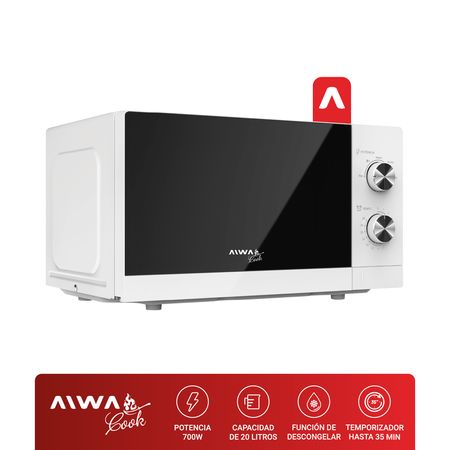 Microondas Aiwa Cook 700w 20 Litros 5 Niveles De Potencia Luz Led