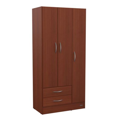 ROPERO PLACARD 3 PUERTAS MOSCONI EXPRESS 2 CAJONES 55982 COLOR CAOBA