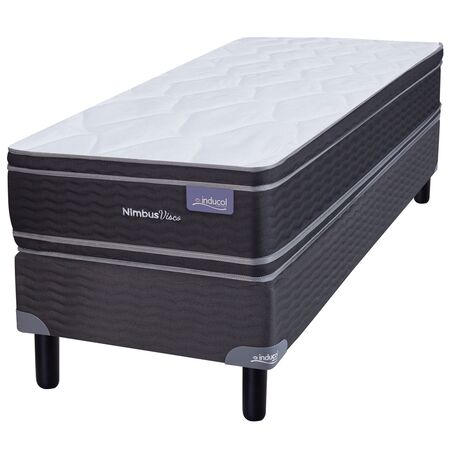 Colchon y Sommier Inducol Nimbus Visco 1 Plaza y Media 90x190x26 Espuma de Alta Densidad Doble Pillow Viscoelastico