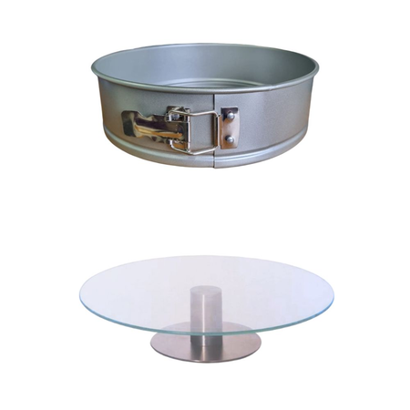 Set molde desmontable plato giratorio posa torta vidrio