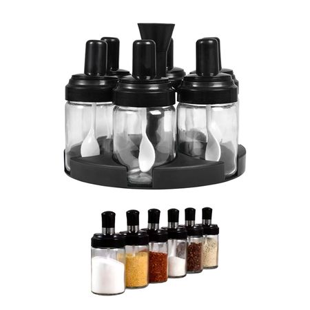 Condimenteros de Vidrio Gadnic con Base Giratoria y Cuchara