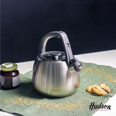 Pava De 2.5l De Acero Inoxidable Mango Silicona Hudson Plateado