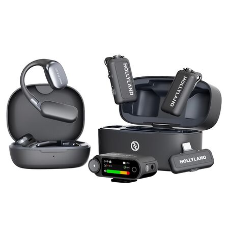 Micrófono Inalámbrico Hollyland Lark Max 2 Combo Definitivo 2 TX Camara RX USB-C RX Auriculares OWS Monitor