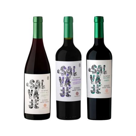 Set Vinos Tintos El Salvaje Organico Seleccion x 3 Con Estuche